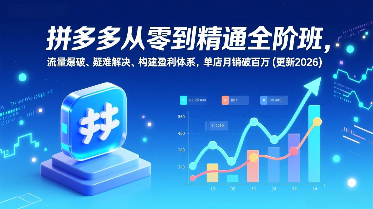 拼多多从零到精通全阶班，流量爆破、疑难解决，构建盈利体系，单店月销破百万(更新2026-选优云网创