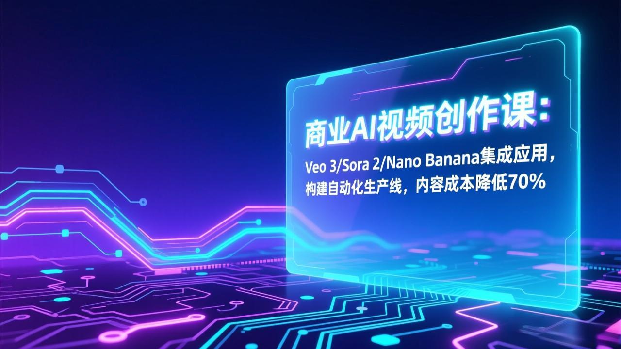 商业AI视频创作课：Veo 3/Sora 2/Nano Banana集成应用，构建自动化生产线，内容成本降低70%-选优云网创
