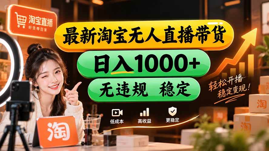 （20453期）【新技术】淘宝无人直播，独家，日入2K+，无封号，可矩阵，长期稳定-选优云网创