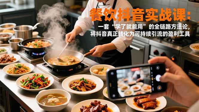 餐饮抖音实战课：一套“学了就能用”的全链路方法论，将抖音真正转化为可持续引流的盈利工具-选优云网创