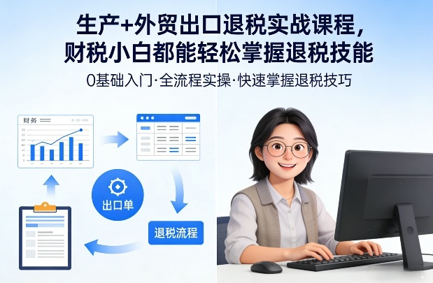 生产+外贸出口退税实战课程，财税小白都能轻松掌握退税技能-选优云网创
