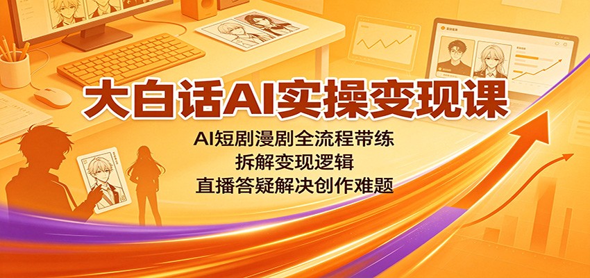 大白话AI实操变现课：AI短剧漫剧全流程带练，拆解变现逻辑，直播答疑解决创作难题-选优云网创
