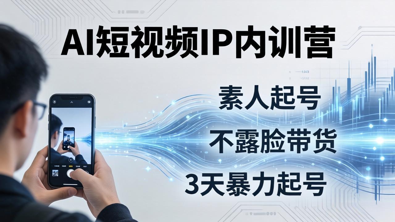 2026AI短视频IP内训营：从素人起号到不露脸带货，3天暴力起号全流程拆解-选优云网创