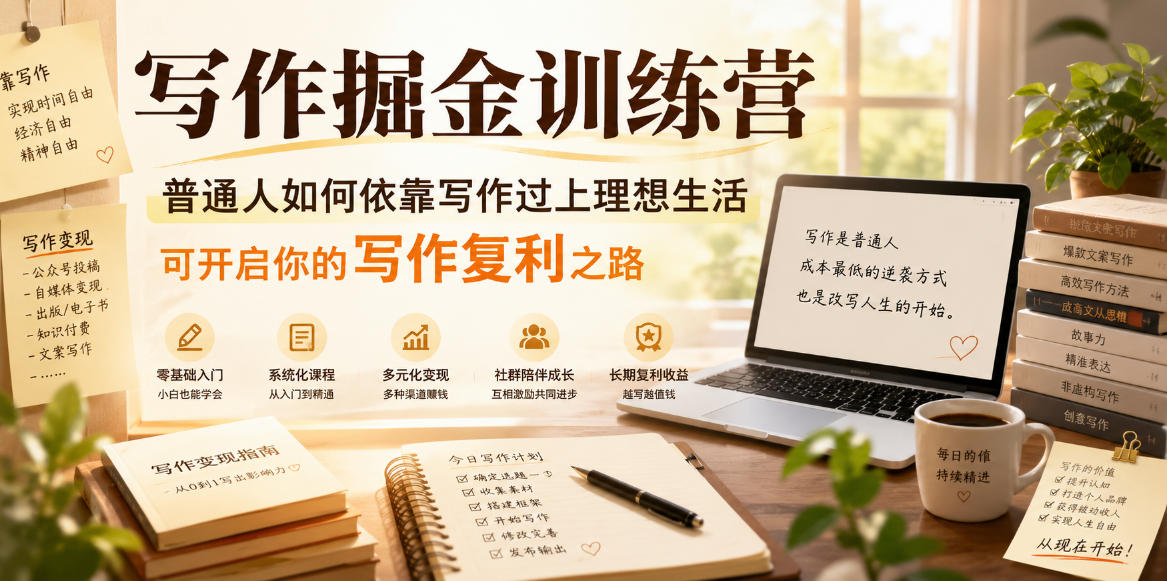 写作掘金训练营，普通人如何依靠写作过上理想生活，可开启你的写作复利之路(更新6月)-选优云网创