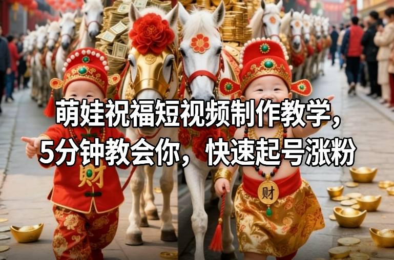 萌娃祝福短视频制作教学，5分钟教会你，快速起号涨粉-选优云网创