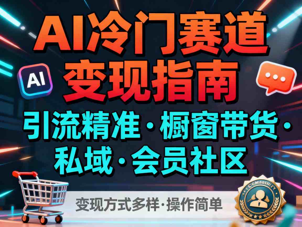 AI冷门赛道，引流精准，橱窗带货+私域+会员社区，变现方式多样，操作简单-选优云网创
