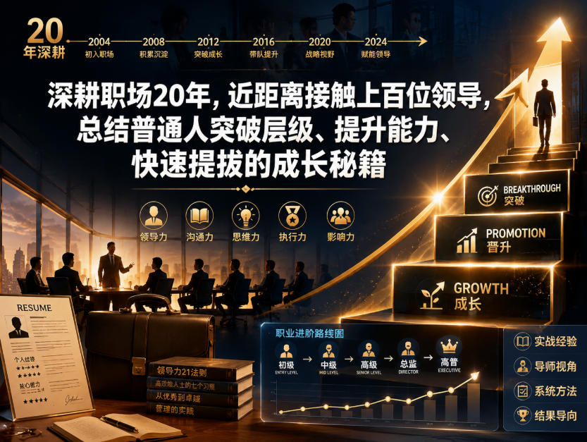付费文章：深耕职场20年，近距离接触上百位领导，总结普通人突破层级、提升能力、快速提拔的成长秘籍(全网独家干货)-选优云网创