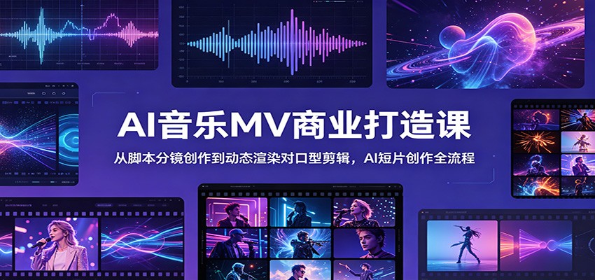 AI音乐MV商业打造课：从脚本分镜创作到动态渲染对口型剪辑，AI短片创作全流程-选优云网创