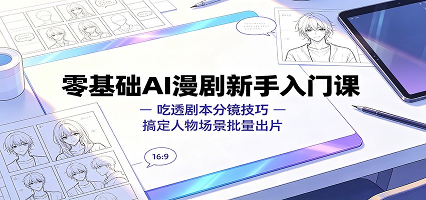 零基础AI漫剧新手入门课：吃透剧本分镜技巧，搞定人物场景批量出片-选优云网创