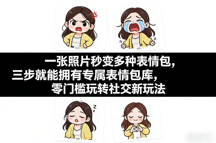 一张照片秒变多种表情包，三步就能拥有专属表情包库，零门槛玩转社交新玩法【文档】-选优云网创