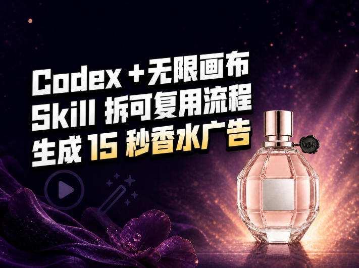我把Amazon香水视频拆成Codex Skill:无限画布负责最后15秒-选优云网创