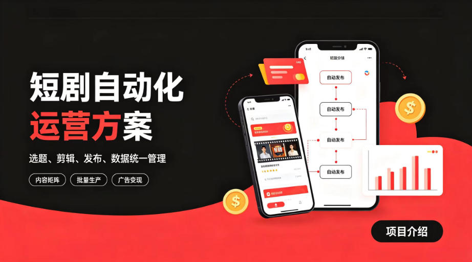 快手全自动短剧矩阵项目｜自动化分发，流量持续变现【揭秘】-选优云网创