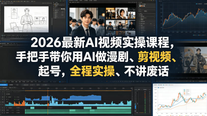 2026最新AI视频实操课程，手把手带你用AI做漫剧、剪视频、起号，全程实操、不讲废话-选优云网创