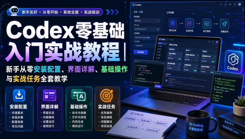 Codex零基础入门实战教程|新手从零安装配置、界面详解、基础操作与实战任务全套教学-选优云网创