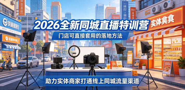 2026全新同城直播特训营，门店可直接套用的落地方法，助力实体商家打通线上同城流量渠道-选优云网创