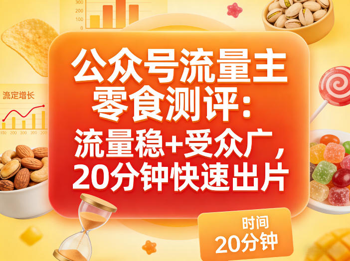 公众号流量主之零食测评赛道，流量稳+受众广，20分钟一条作品-选优云网创