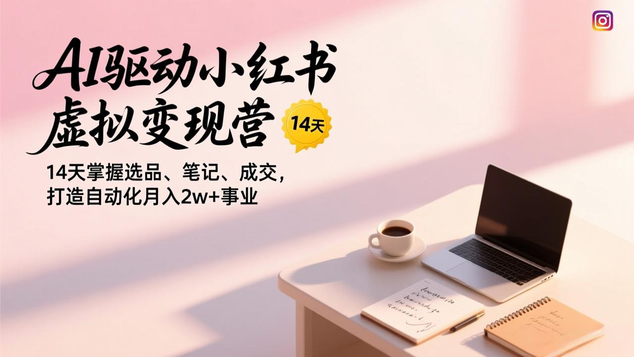 AI驱动小红书虚拟变现营，14天掌握选品、笔记、成交，打造自动化月入2w+事业-选优云网创
