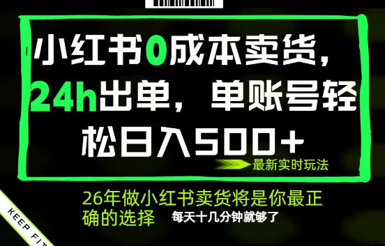 小红书0成本AI卖货，24小时出单，全流程托管，保底日入500+，每天十几分钟就够了【揭秘】-选优云网创