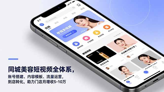 同城美容短视频全体系，账号搭建、内容模板、流量运营，到店转化，助力门店月增收5-10万-选优云网创