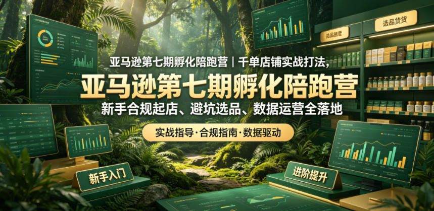 亚马逊第七期孵化陪跑营｜千单店铺实战打法，新手合规起店、避坑选品、数据运营全落地-选优云网创
