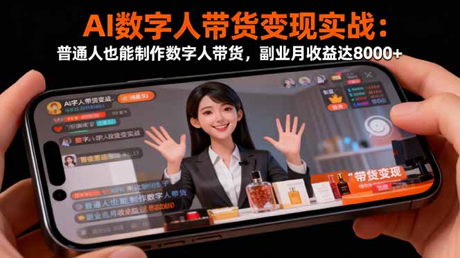 AI数字人带货变现实战：普通人也能制作数字人带货，副业月收益达8000+-选优云网创
