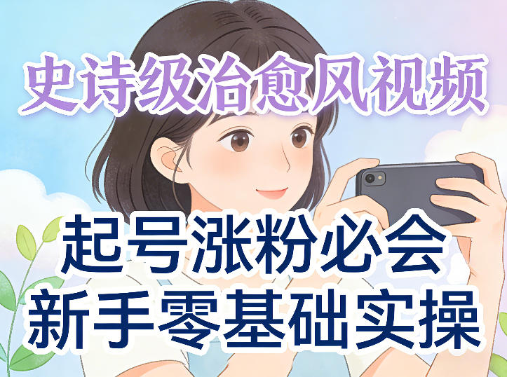 史诗级治愈风视频爆了，起号涨粉必会，新手零基础实操（实操+变现全讲解）-选优云网创