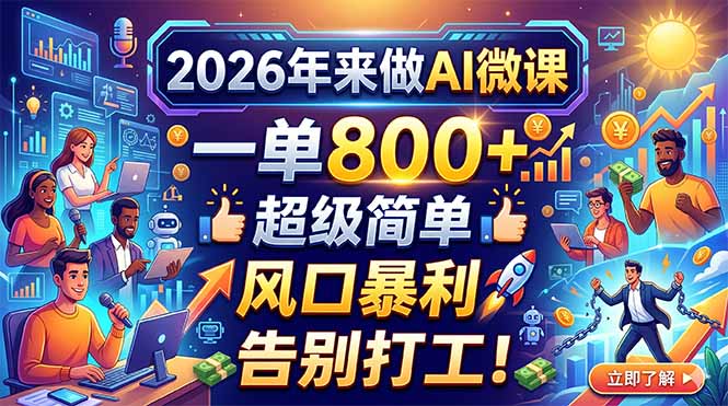 2026年来做AI微课，一单800+，超级简单，风口暴利，告别打工！-选优云网创