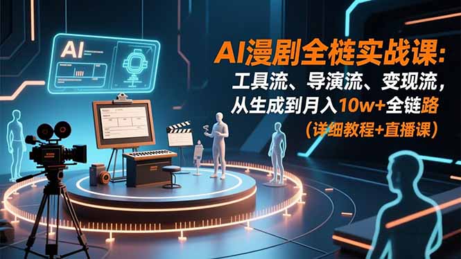 AI漫剧全栈实战课：工具流、导演流、变现流，从生成到月入10w+全链路 (详细教程+直播课-选优云网创