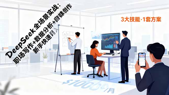DeepSeek全场景实战：职场写作+数据分析+自媒体创作，新手快速月入过万-选优云网创