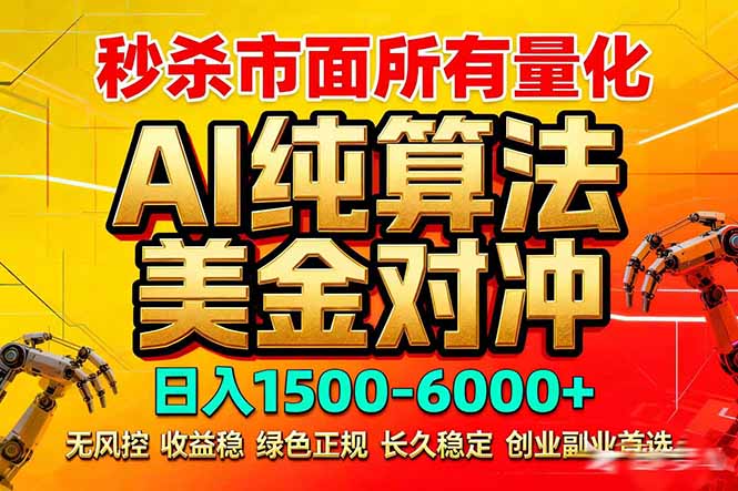 2026全网首发黑马项目，AI美金算法对冲，日入2000-6000+，稳定长效0风险，彻底告别996死工资-选优云网创