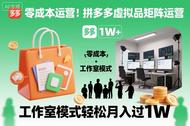 零成本运营！拼多多虚拟品矩阵运营，工作室模式轻松月入过1W-选优云网创