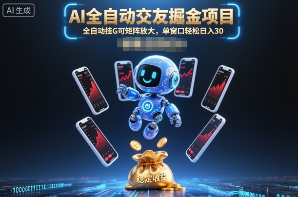 AI全自动交友掘金项目，全自动挂G可矩阵放大，单窗口轻松日入30+【揭秘】-选优云网创