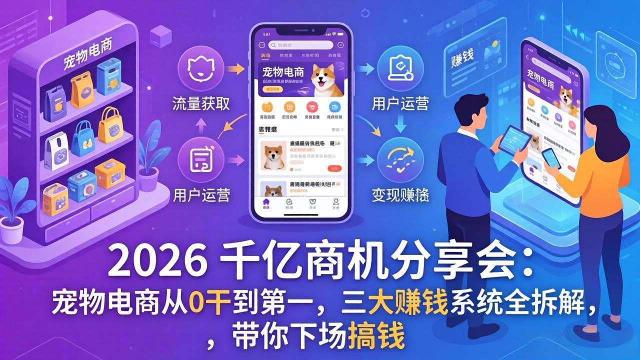 2026 千亿商机分享会：宠物电商从0干到第一，三大赚钱系统全拆解，带你下场搞钱-选优云网创