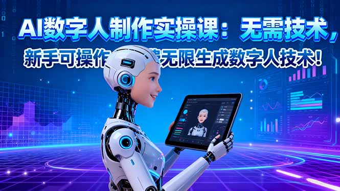 AI数字人制作实操课：无需技术，新手可操作，免费无限生成数字人技术！-选优云网创