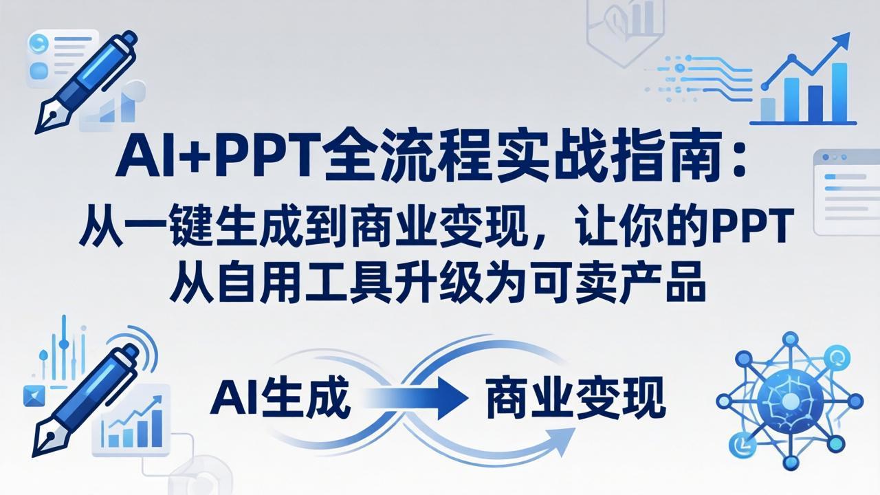 AI+PPT全流程实战指南-更新4月21：从一键生成到商业变现，让你的PPT从自用工具升级为可卖产品-选优云网创