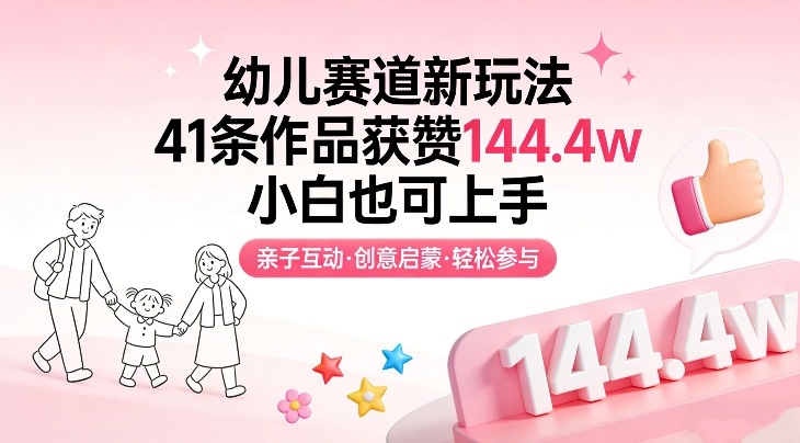 幼儿赛道新玩法，41条作品获赞144.4w，小白也可上手-选优云网创