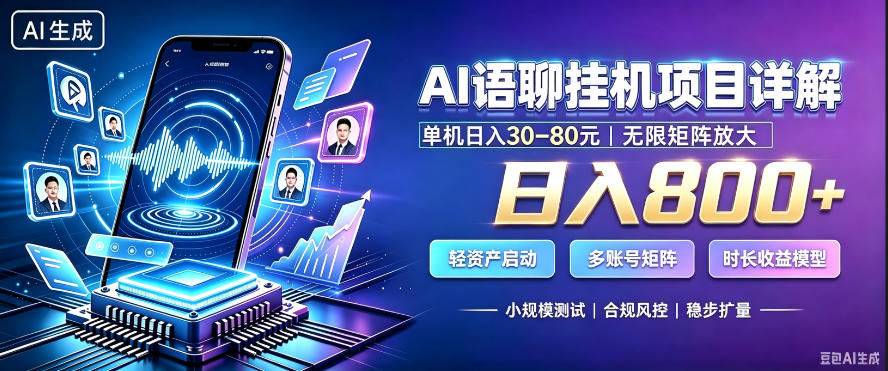 AI聊天挂G项目，日入800+，适用个人副业，支持工作室矩阵操作，放大收益【揭秘】-选优云网创
