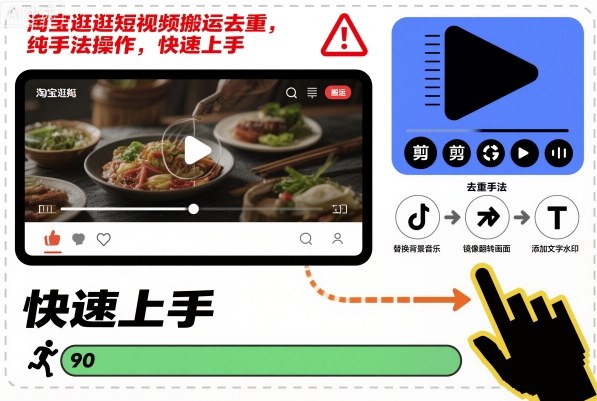淘宝逛逛短视频搬运去重，纯手法操作，快速上手-选优云网创