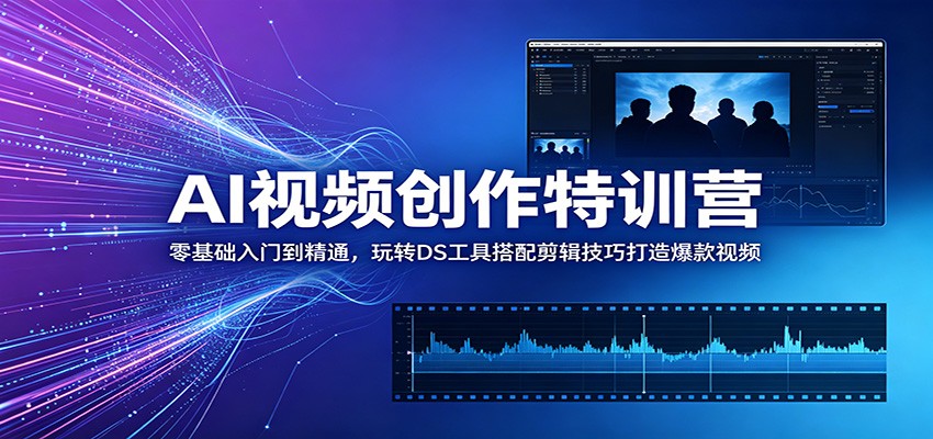 AI视频创作特训营：零基础入门到精通，玩转DS工具搭配剪辑技巧打造爆款视频-选优云网创