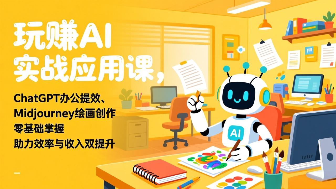 玩赚AI实战应用课，ChatGPT办公提效、Midjourney绘画创作，零基础掌握，助力效率与收入双提升-选优云网创