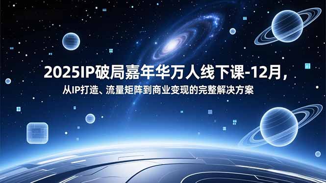 2025IP破局嘉年华万人线下课-12月，从IP打造、流量矩阵到商业变现的完整解决方案-选优云网创