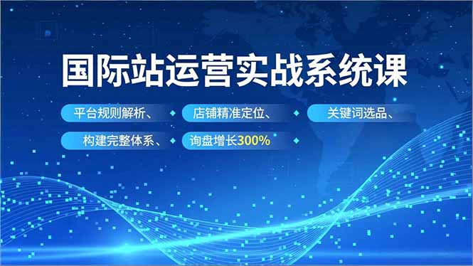 国际站运营实战系统课，平台规则解析、店铺精准定位、关键词选品，构建完整体系询盘增长300%-选优云网创