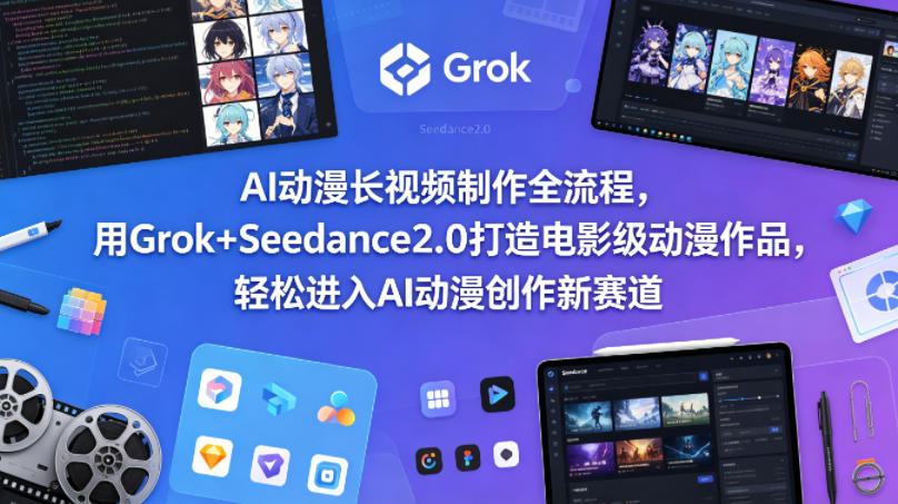 AI动漫长视频制作全流程，用Grok+Seedance2.0打造电影级动漫作品，轻松进入AI动漫创作新赛道-选优云网创
