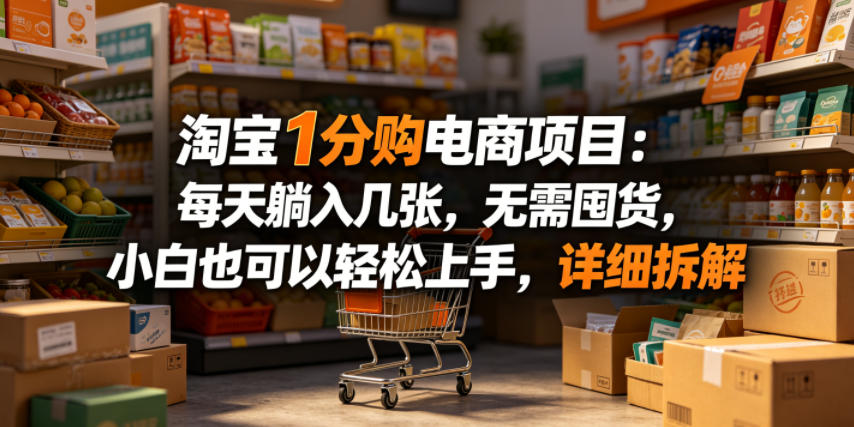 淘宝1分购电商项目:每天躺入几张,无需囤货,小白也可以轻松上手,详细拆解-选优云网创