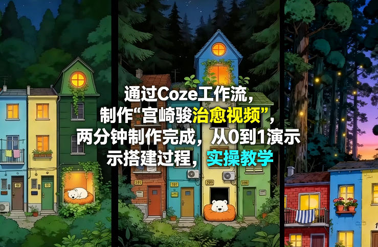 通过Coze工作流制作《宫崎骏治愈视频》，两分钟制作完成，从0到1演示搭建过程，实操教学-选优云网创