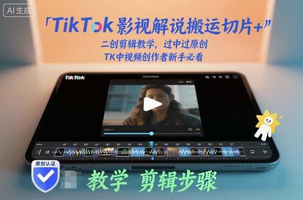 TikTok影视解说搬运切片+二创剪辑教学，过中过原创，TK中视频创作者新手必看-选优云网创