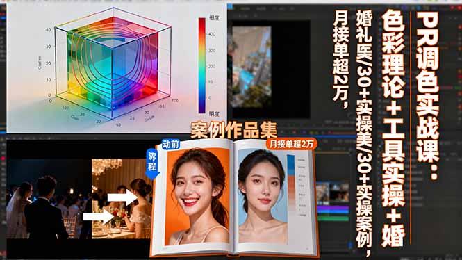 PR调色实战课：色彩理论+工具实操+婚礼医美/30+实操案例，月接单超2万-选优云网创