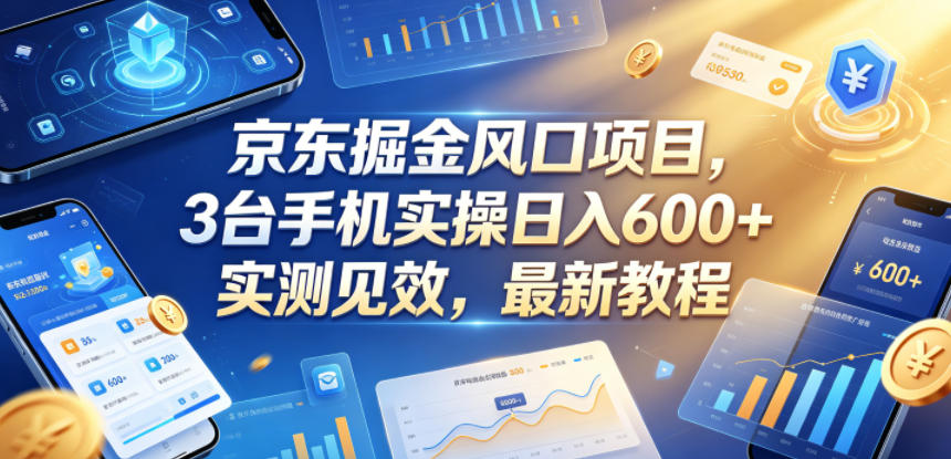京东掘金风口项目，3台手机实操日入600+，实测见效，最新教程【揭秘】-选优云网创
