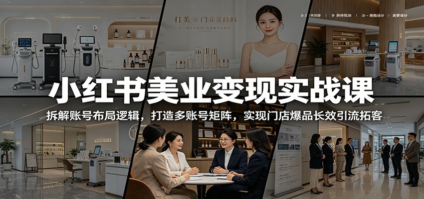 小红书美业变现实战课：拆解账号布局逻辑，打造多账号矩阵，实现门店爆品长效引流拓客-选优云网创