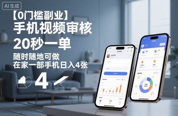 【0门槛副业】手机视频审核，20秒一单，随时随地可做，在家一部手机日入4张【揭秘】-选优云网创